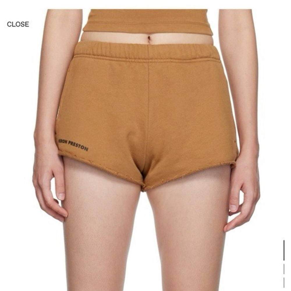 Heron Preston Brown 'Heron Preston' Organic French Terry Mini Shorts Size Small